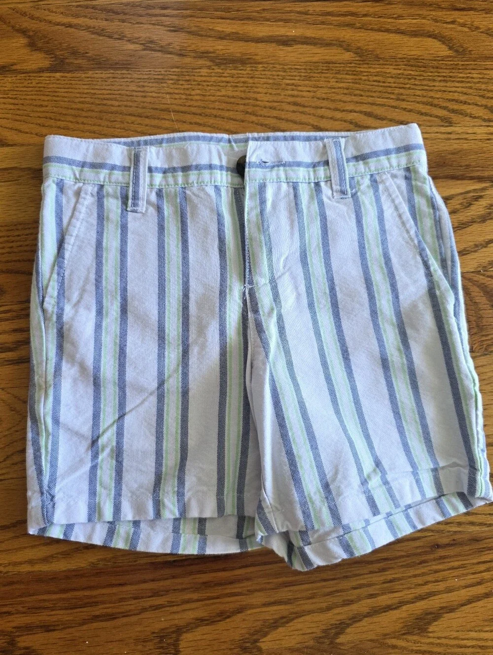 Janie and Jack White Shorts With Light Blue And Green Striped Kids
